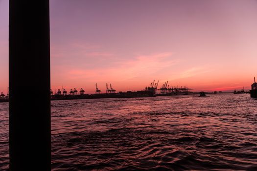 Sunset at the Docklands in Hamburg Altona Altstadt