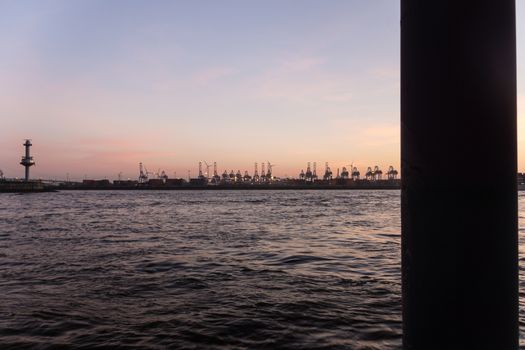 Sunset at the Docklands in Hamburg Altona Altstadt