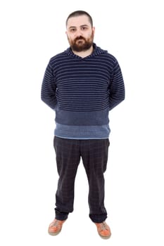 young casual man full body in a white background