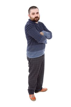 young casual man full body in a white background