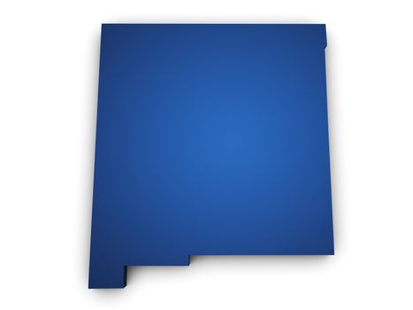 Shape 3d of New Mexico State map colored in blue and isolated on white background.