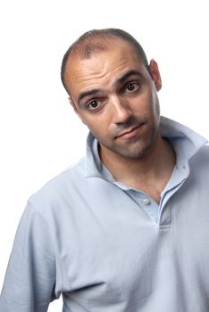 young casual man portrait in white background