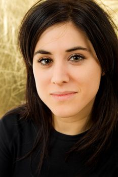 young beautiful happy woman, close up portrait