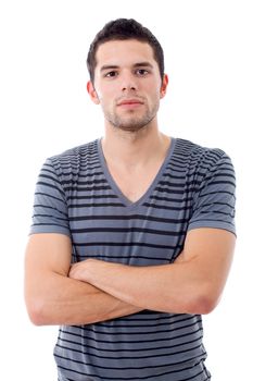 young casual man portrait, isolated on white