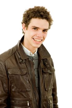 casual young man portrait, isolated on white