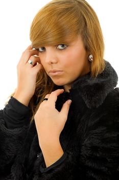 young casual blonde woman close up portrait