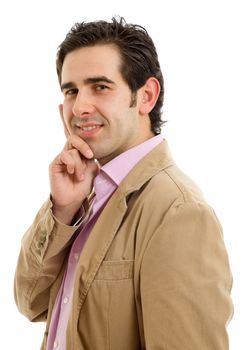 young casual man portrait, isolated on white