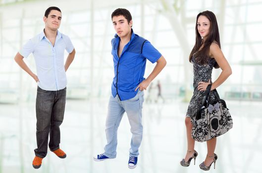 three young casual teenagers, full body picture