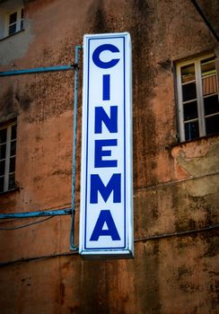 Grungy Retro Sign For A Backstreet Cinema Or Theatre In Italy