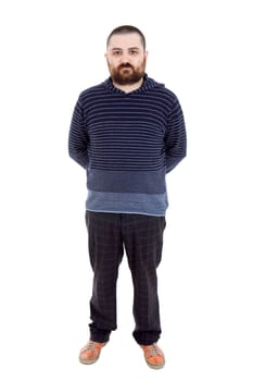 young casual man full body in a white background