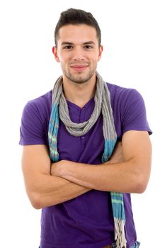 young casual man portrait, isolated on white