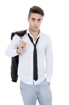 young casual man portrait, isolated on white