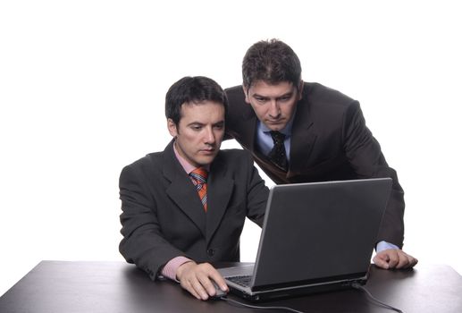 two young business man working with laptop