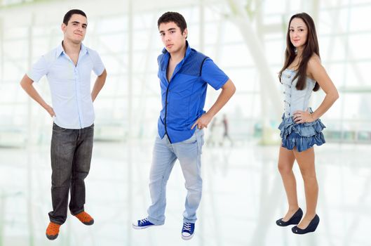 three young casual teenagers, full body picture