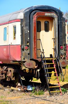 End of vintage railway carriage