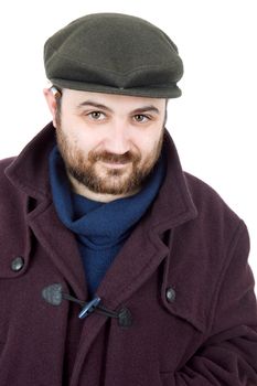 young silly man portrait, isolated on white