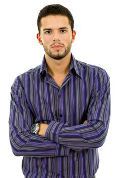 young casual man portrait, isolated on white