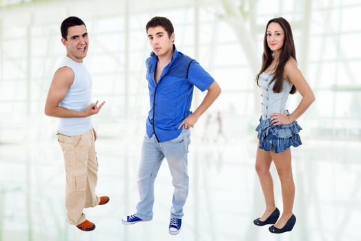 three young casual teenagers, full body picture