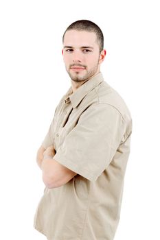 young casual man portrait, isolated on white