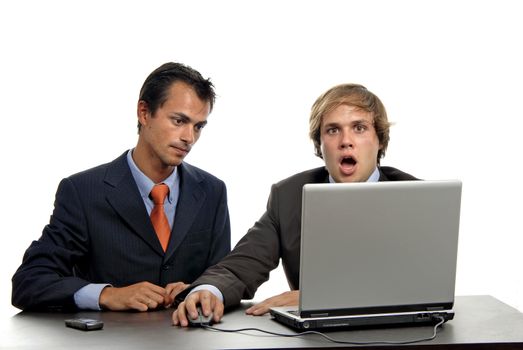 two young business man working with laptop