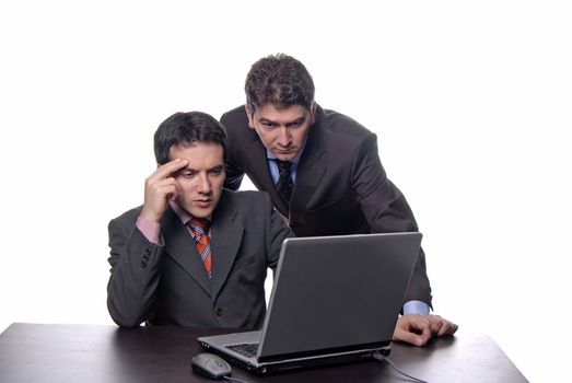 two young business man working with laptop