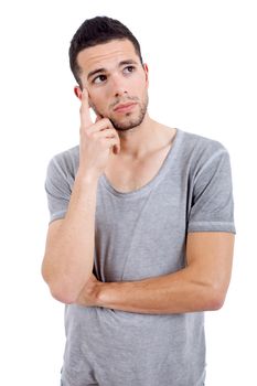 young casual man portrait, isolated on white