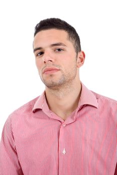 young casual man portrait, isolated on white