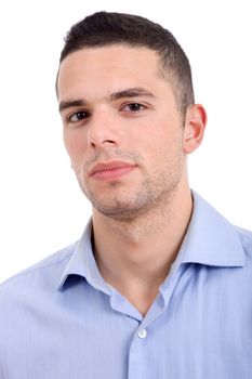 young casual man portrait, isolated on white