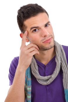 young casual man portrait, isolated on white