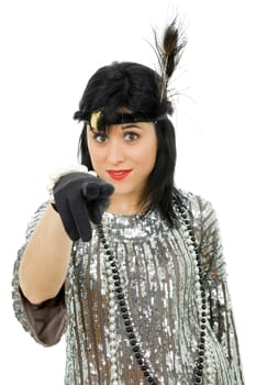 young beautiful woman dressed for a party, studio picture