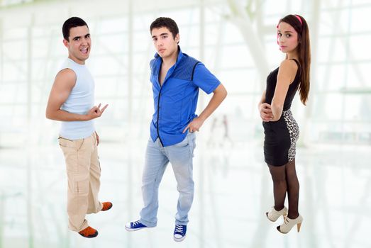 three young casual teenagers, full body picture