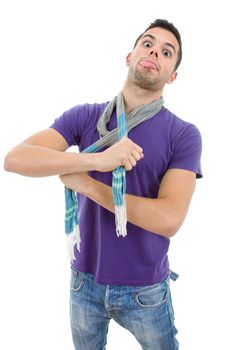 young casual man portrait, isolated on white