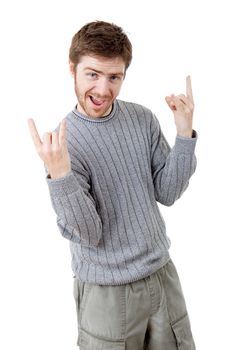 young casual man portrait, isolated on white