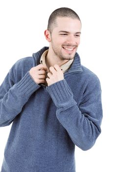 young casual man portrait, isolated on white