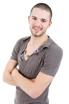 young casual man portrait, isolated on white