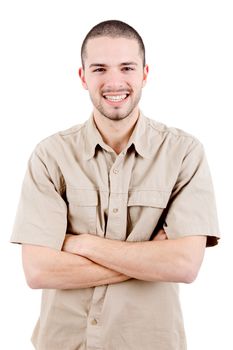 young casual man portrait, isolated on white