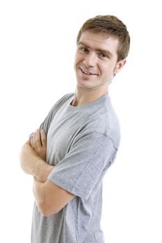 young casual man portrait, isolated on white