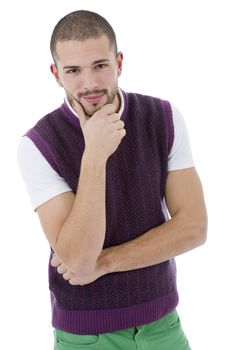 young casual man portrait, isolated on white