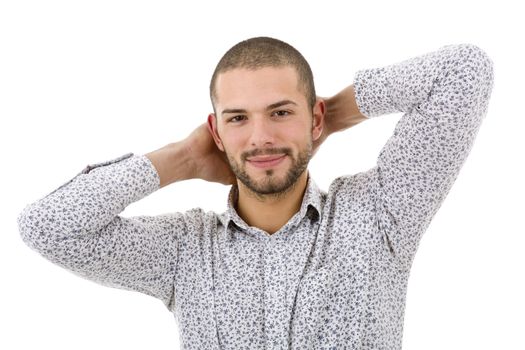 young casual man portrait, isolated on white