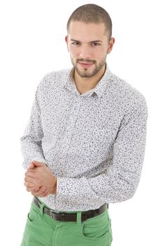 young casual man portrait, isolated on white