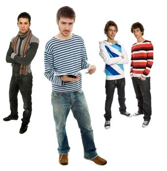 group of young men full body, isolated