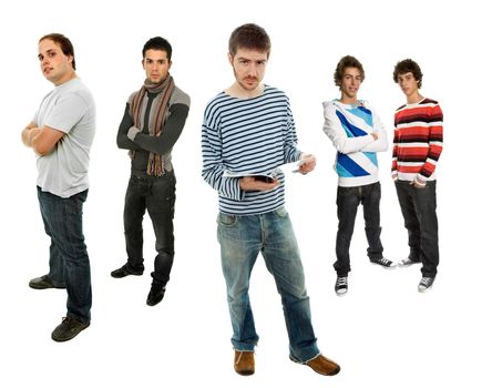 group of young men full body, isolated