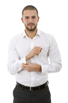 young casual man portrait, isolated on white