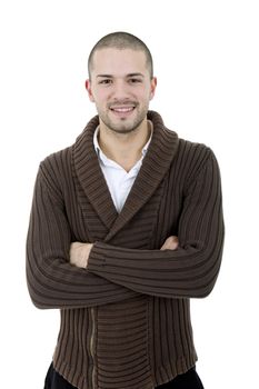 young casual man portrait, isolated on white