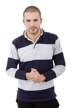 young casual man portrait, isolated on white