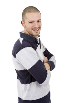 young casual man portrait, isolated on white