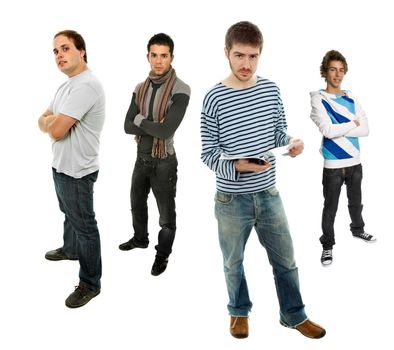 group of young men full body, isolated