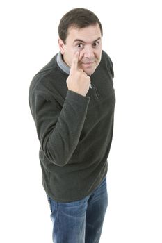 studio picture of a smart young man, isolated on white