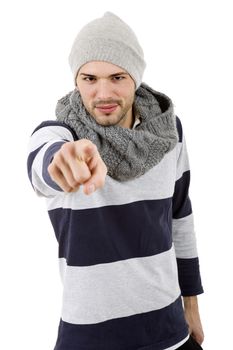 young casual man portrait, isolated on white