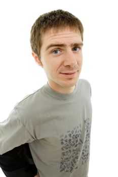 young casual man portrait, isolated on white